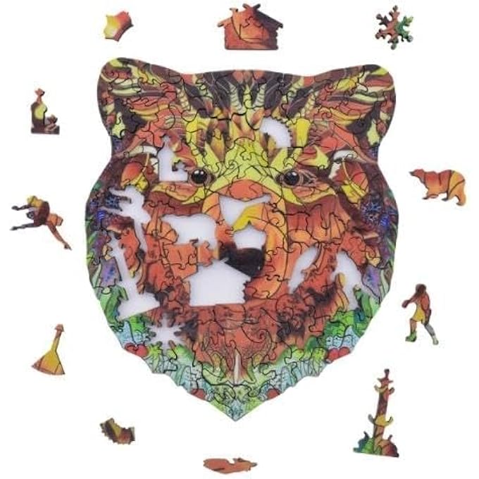 WOODEN JIGSAW PUZZLES, 3D WOODEN ANIMALS SHAPED PUZZLES, BEST GIFT FOR ADULTS AND KIDS DIY PUZZLE PIECE, COLORFUL UNIQUE BEAR FISH PUZZLES A4-8.2 X 11.6IN (A4- BEAR) - Image 4